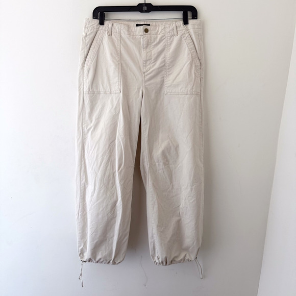 Banana Republic Authentic Chino Drawstring Hem Cargo Pants Beige Size 14 - Picture 1 of 10